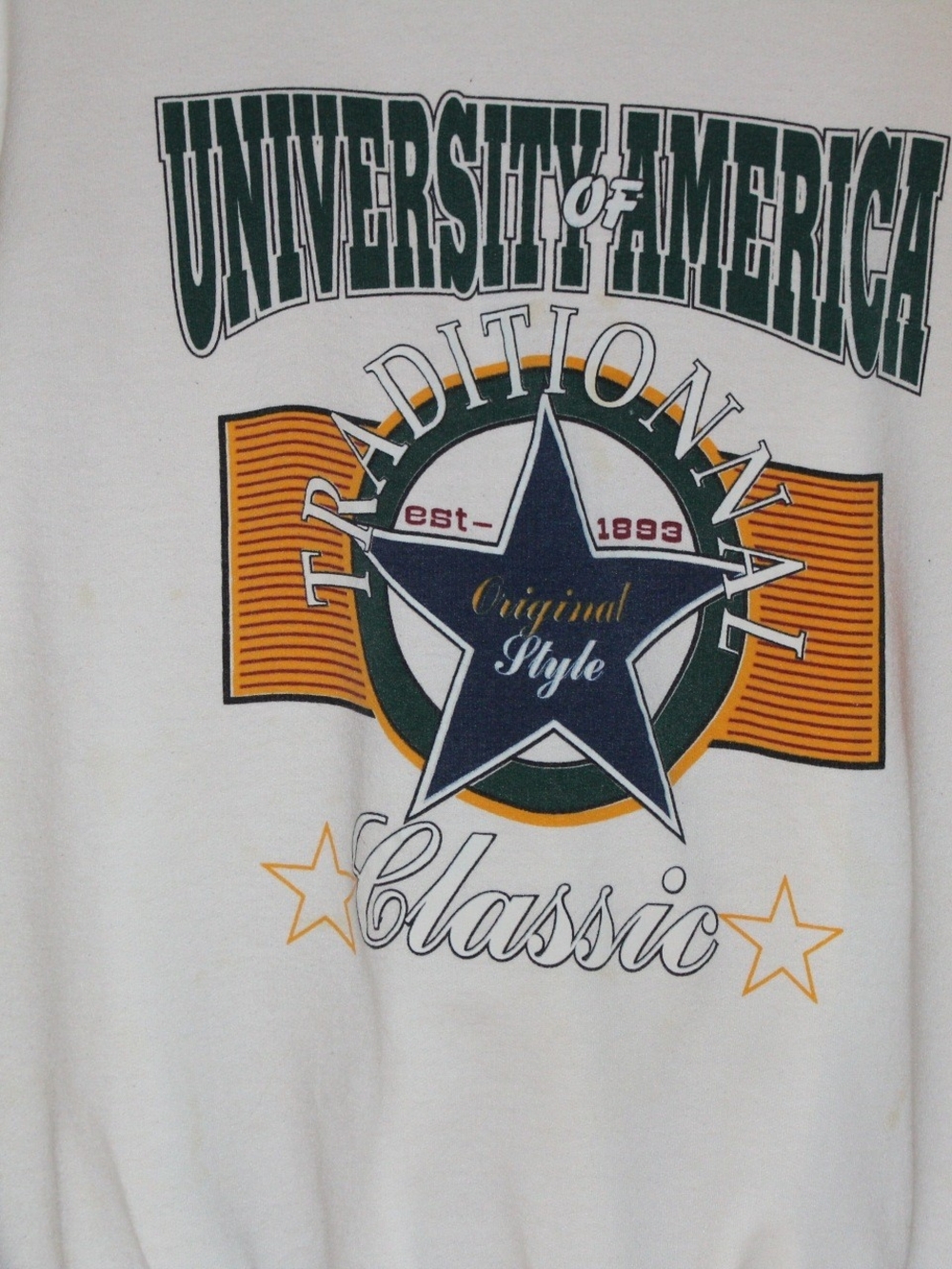 White Graphic Sweatshirt - Classic Star Emblem